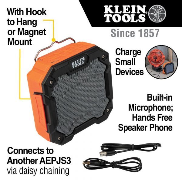 KLEIN TOOLS Bluetooth® Jobsite Speaker with Magnet and Hook - Image 2